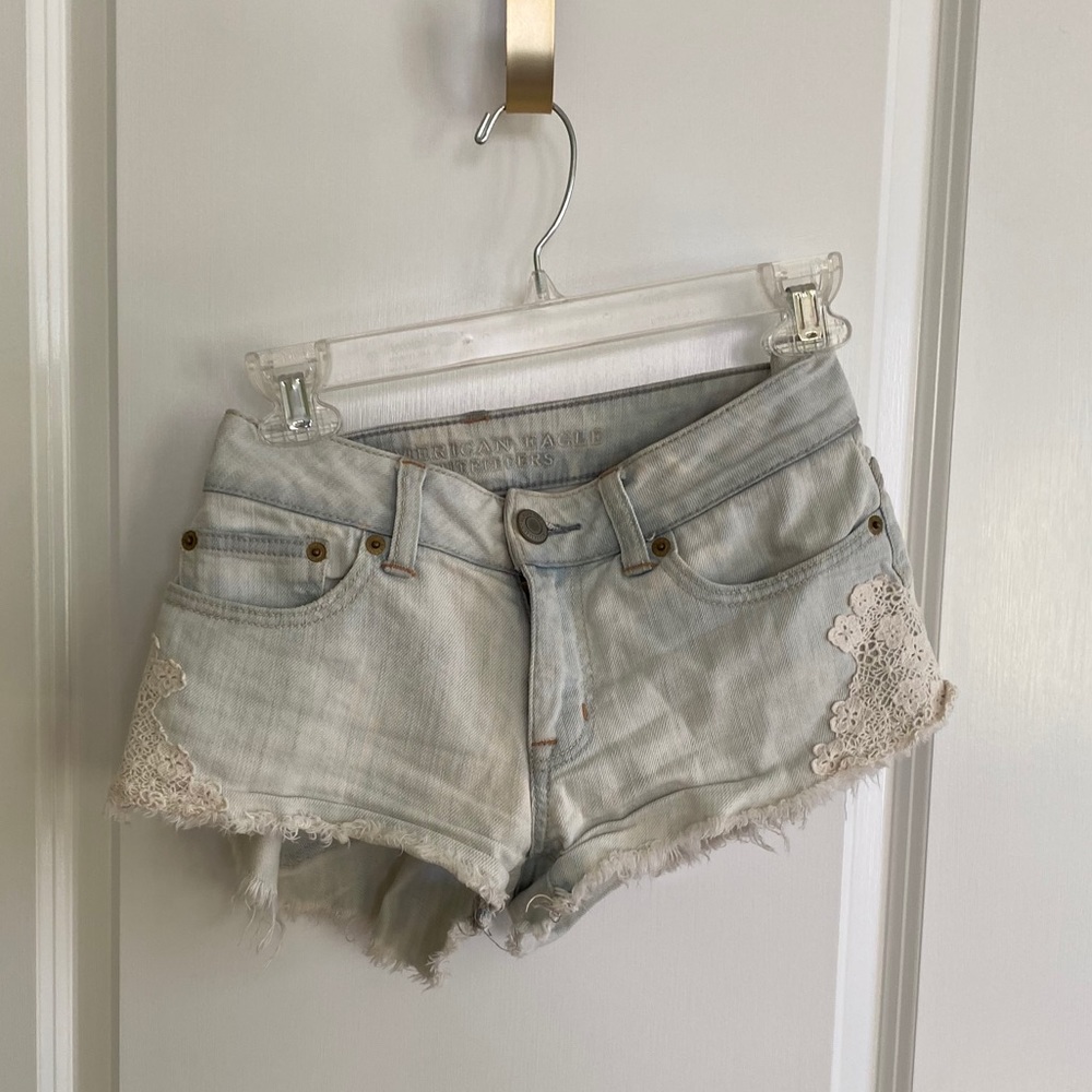 American Eagle lace trimmed jean shorts